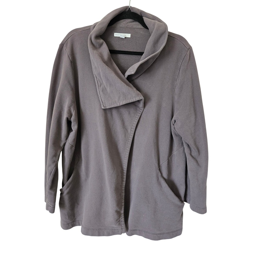 Pure J. Jill Organic Cotton Gray Jacket Petite XL Sweatshirt Material‎ Lagenlook